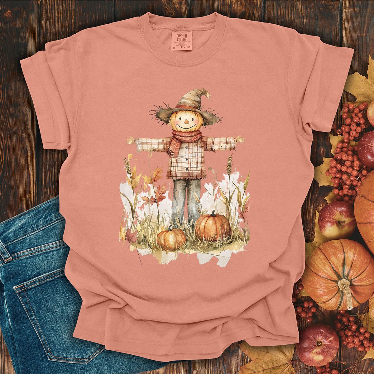 Autumn Scarecrow & Pumpkins T-Shirt