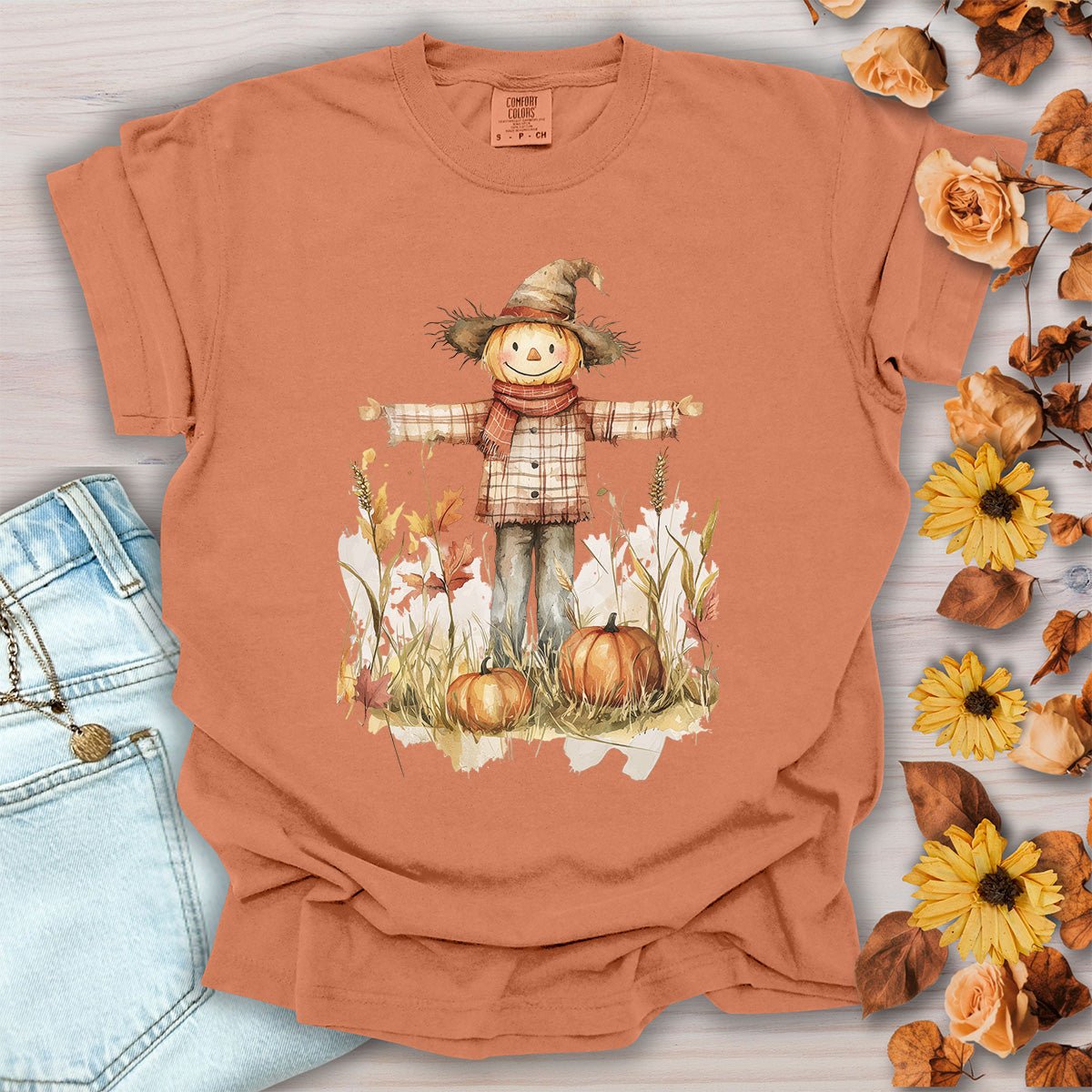 Autumn Scarecrow & Pumpkins T-Shirt