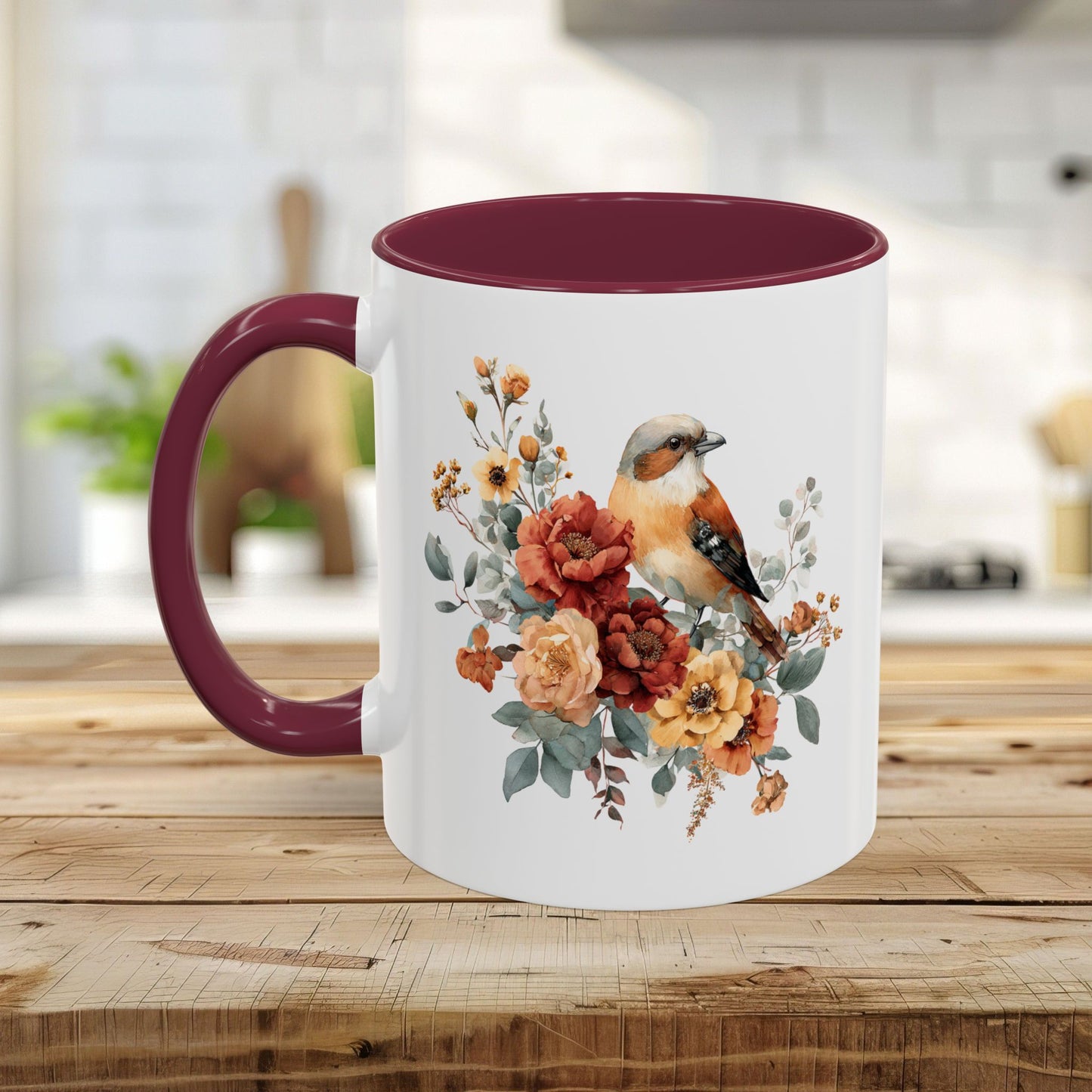 Autumn Sparrow with Roses Mug (11/15oz)
