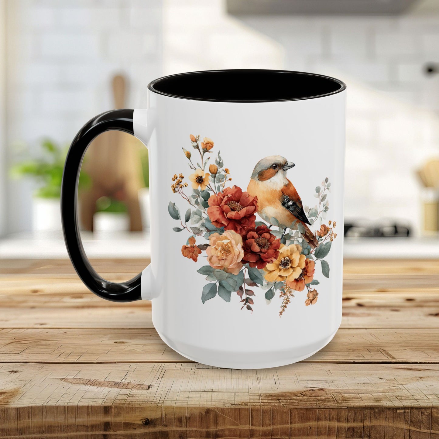 Autumn Sparrow with Roses Mug (11/15oz)
