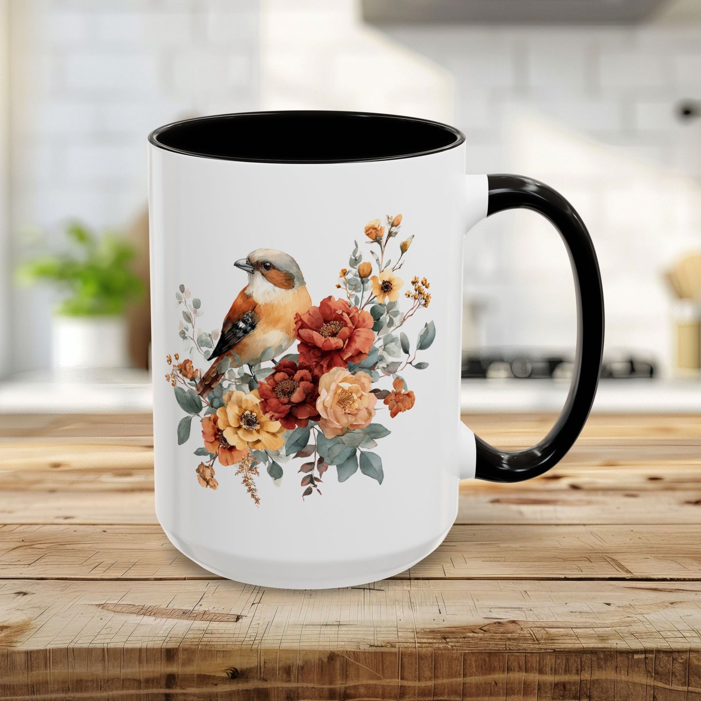Autumn Sparrow with Roses Mug (11/15oz)