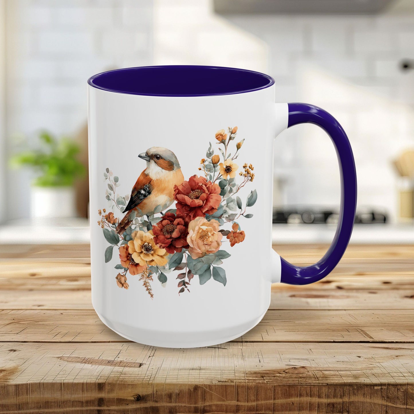Autumn Sparrow with Roses Mug (11/15oz)