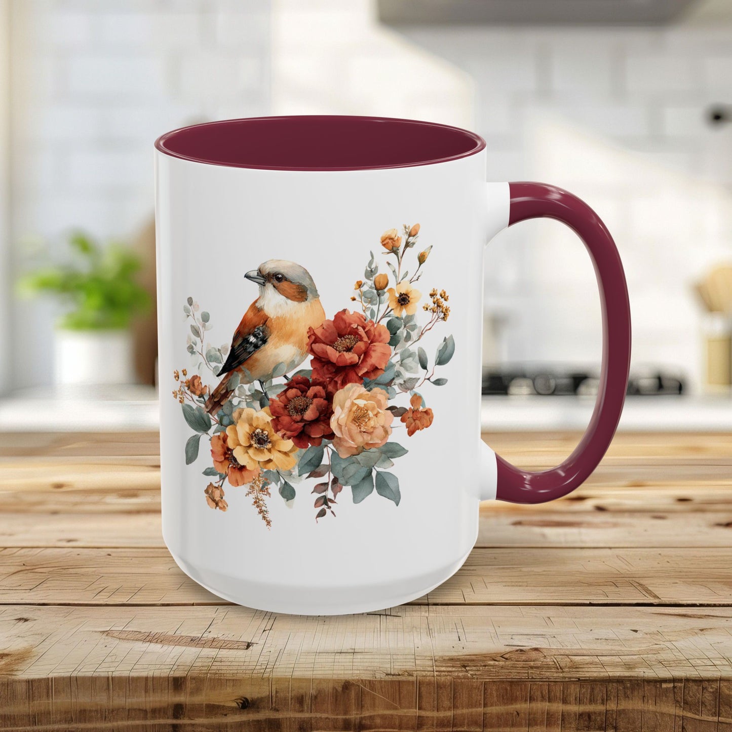 Autumn Sparrow with Roses Mug (11/15oz)