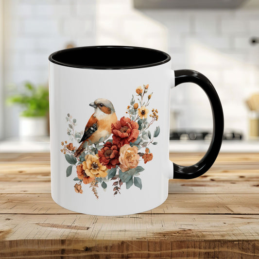 Autumn Sparrow with Roses Mug (11/15oz)
