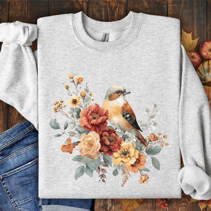 Autumn Sparrow with Roses Sweatshirt