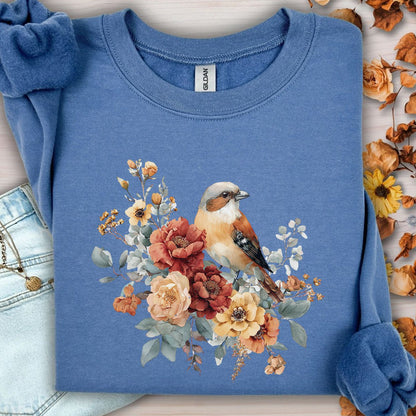 Autumn Sparrow with Roses Sweatshirt