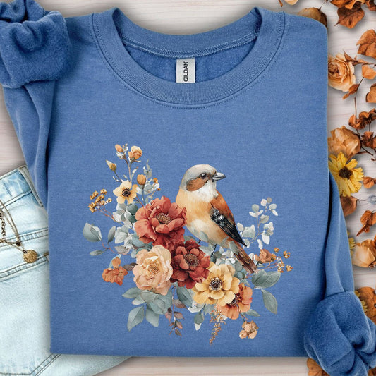 Autumn Sparrow with Roses Sweatshirt