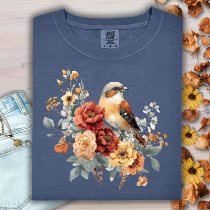 Autumn Sparrow with Roses T-Shirt