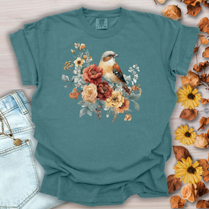 Autumn Sparrow with Roses T-Shirt