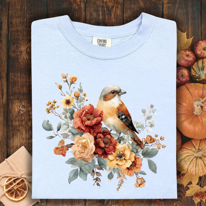 Autumn Sparrow with Roses T-Shirt