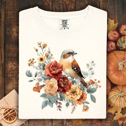 Autumn Sparrow with Roses T-Shirt