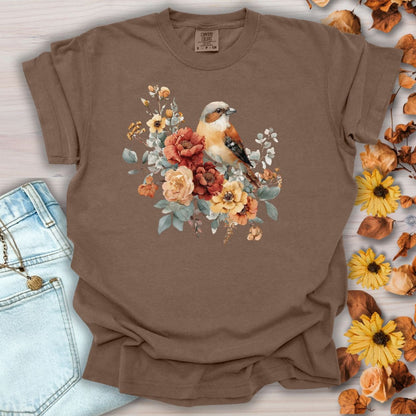 Autumn Sparrow with Roses T-Shirt