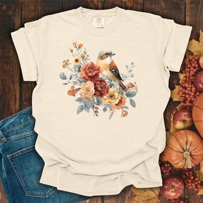Autumn Sparrow with Roses T-Shirt
