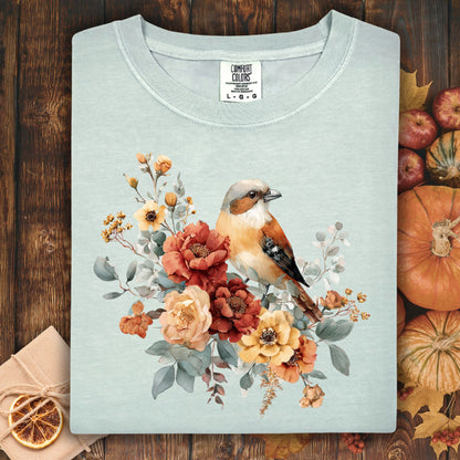 Autumn Sparrow with Roses T-Shirt