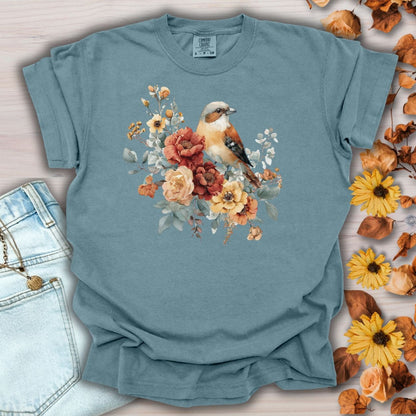 Autumn Sparrow with Roses T-Shirt