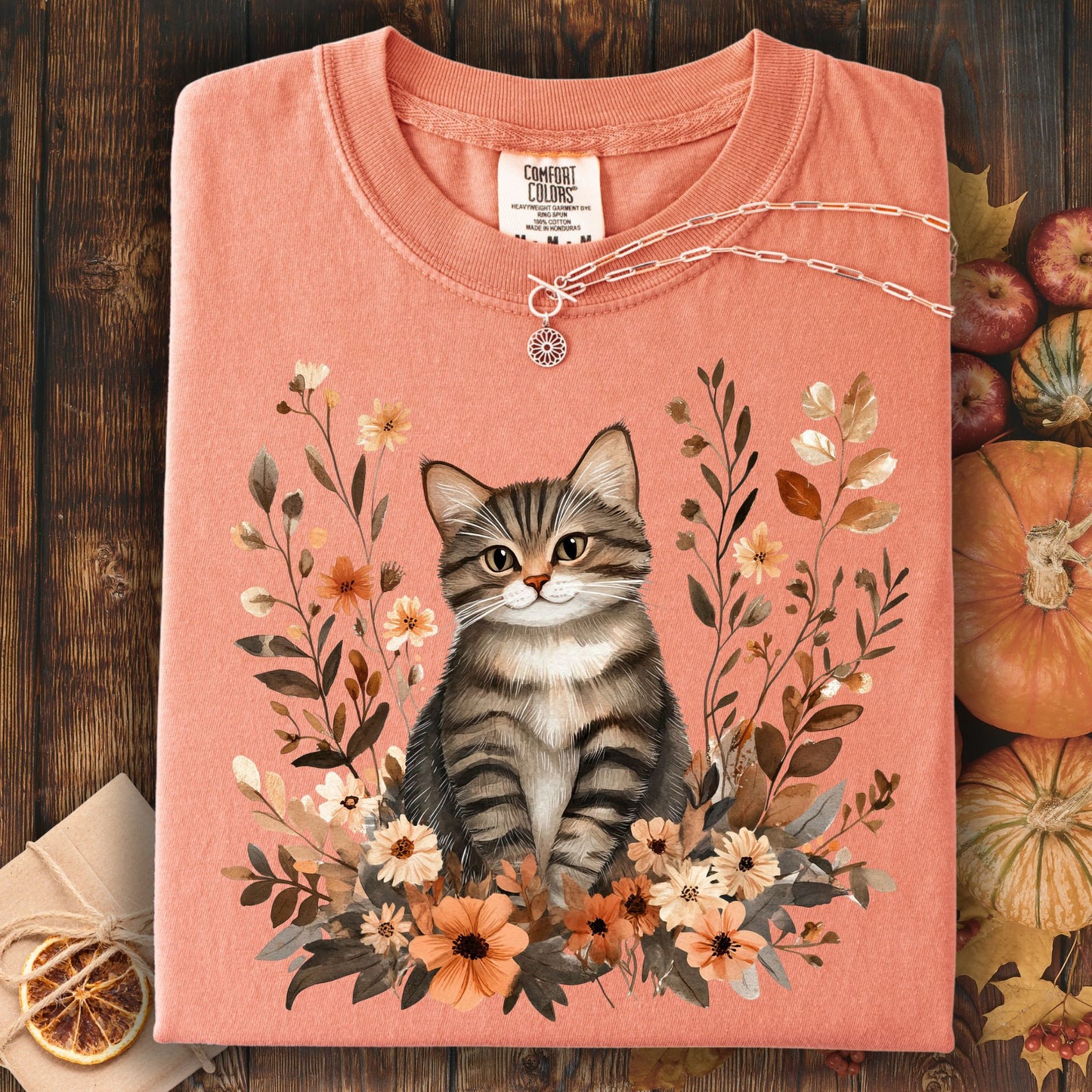 Autumn Striped Cat T-Shirt