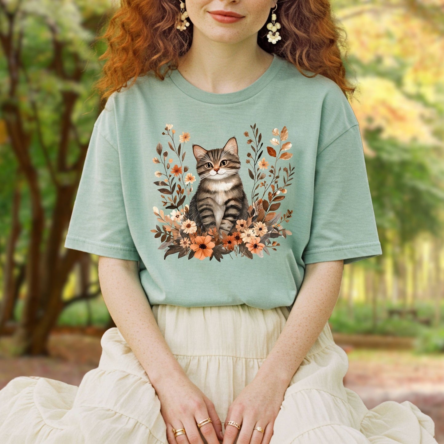 Autumn Striped Cat T-Shirt
