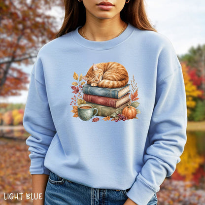 Autumn Tabby Cat & Books Sweatshirt