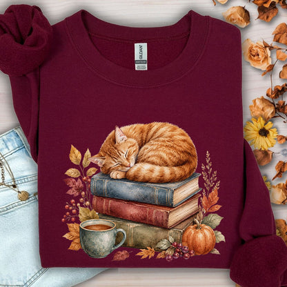 Autumn Tabby Cat & Books Sweatshirt