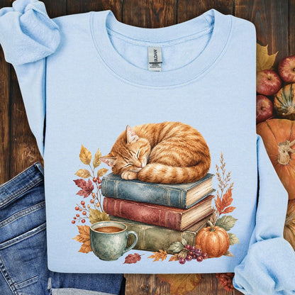 Autumn Tabby Cat & Books Sweatshirt