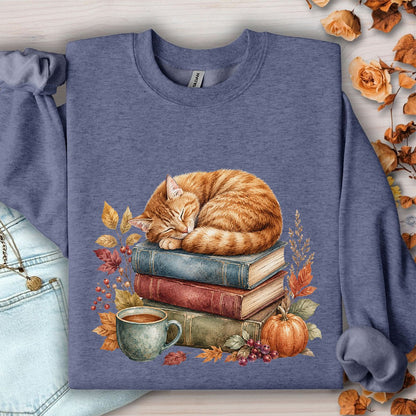 Autumn Tabby Cat & Books Sweatshirt