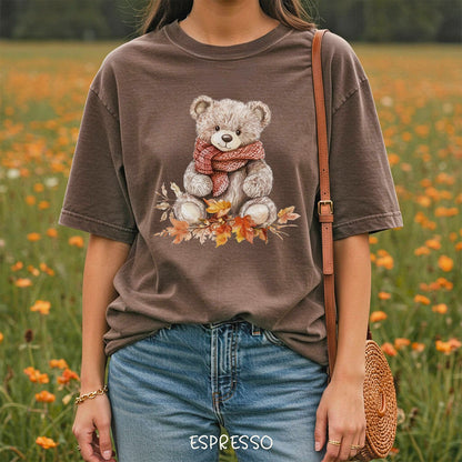 Autumn Teddy Bear with Knit Scarf T-Shirt