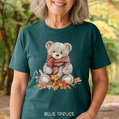 Autumn Teddy Bear with Knit Scarf T-Shirt
