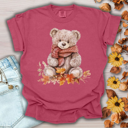 Autumn Teddy Bear with Knit Scarf T-Shirt