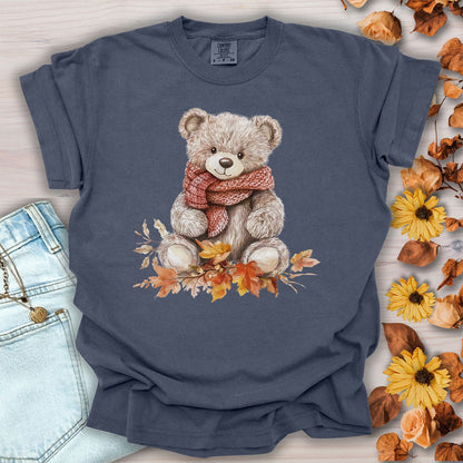 Autumn Teddy Bear with Knit Scarf T-Shirt