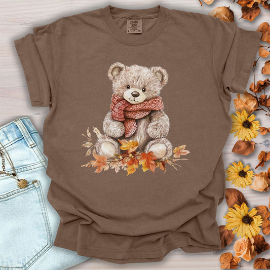 Autumn Teddy Bear with Knit Scarf T-Shirt