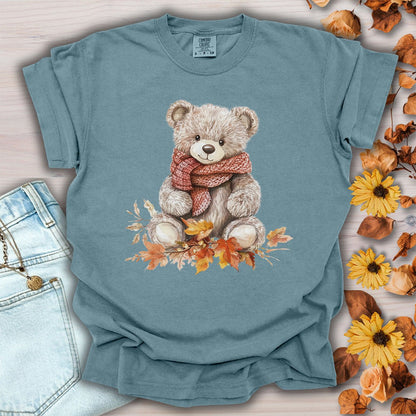 Autumn Teddy Bear with Knit Scarf T-Shirt