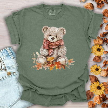 Autumn Teddy Bear with Knit Scarf T-Shirt