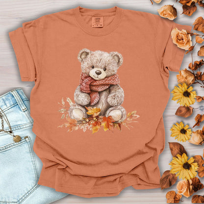 Autumn Teddy Bear with Knit Scarf T-Shirt