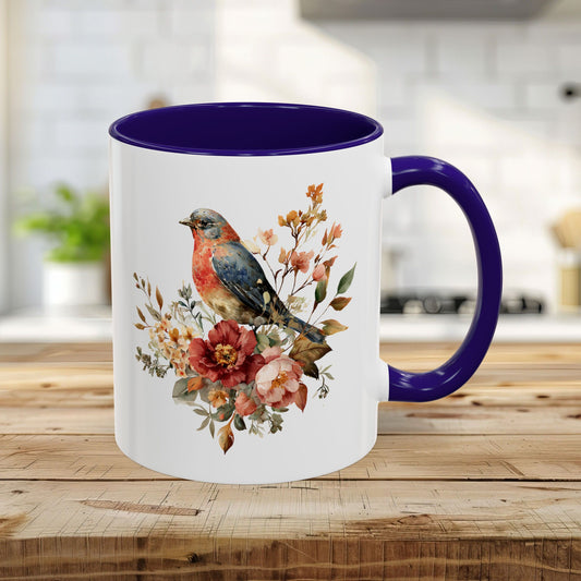 Autumn Vintage Bluebird & Peony Mug (11/15oz)