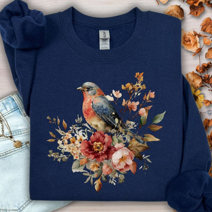 Autumn Vintage Bluebird & Peony Sweatshirt