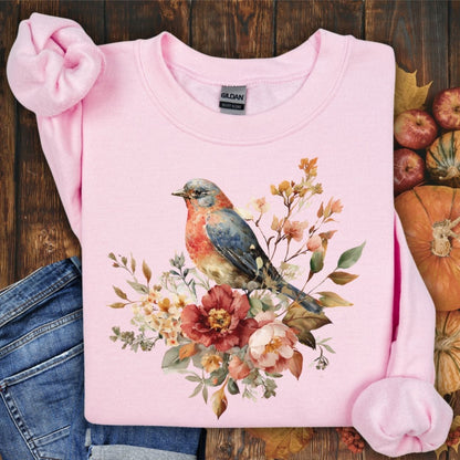 Autumn Vintage Bluebird & Peony Sweatshirt