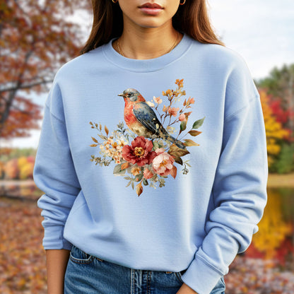 Autumn Vintage Bluebird & Peony Sweatshirt