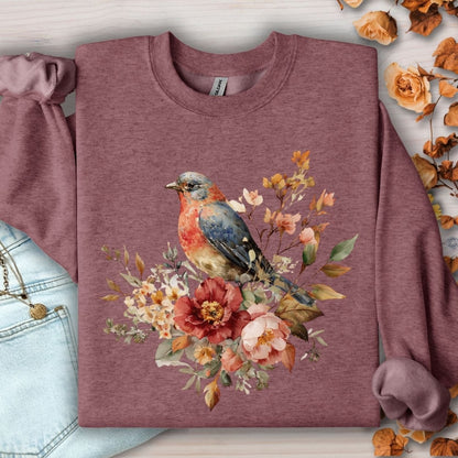 Autumn Vintage Bluebird & Peony Sweatshirt
