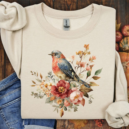 Autumn Vintage Bluebird & Peony Sweatshirt