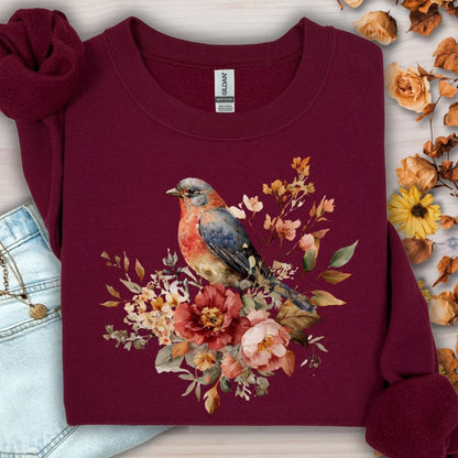 Autumn Vintage Bluebird & Peony Sweatshirt