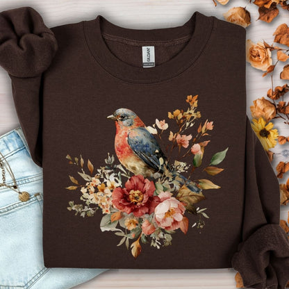 Autumn Vintage Bluebird & Peony Sweatshirt