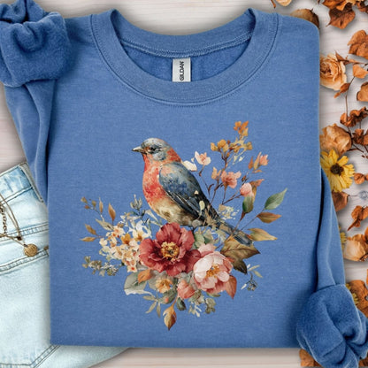 Autumn Vintage Bluebird & Peony Sweatshirt