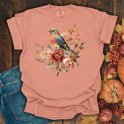Autumn Vintage Bluebird & Peony T-Shirt