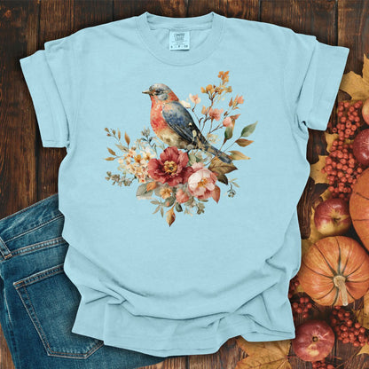 Autumn Vintage Bluebird & Peony T-Shirt