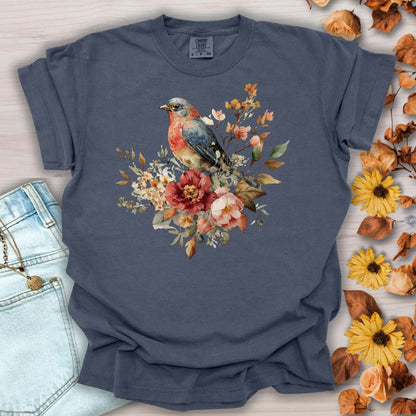 Autumn Vintage Bluebird & Peony T-Shirt