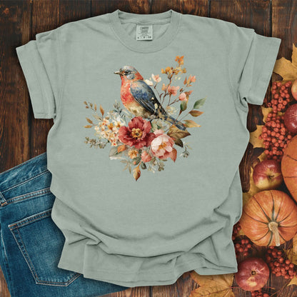 Autumn Vintage Bluebird & Peony T-Shirt