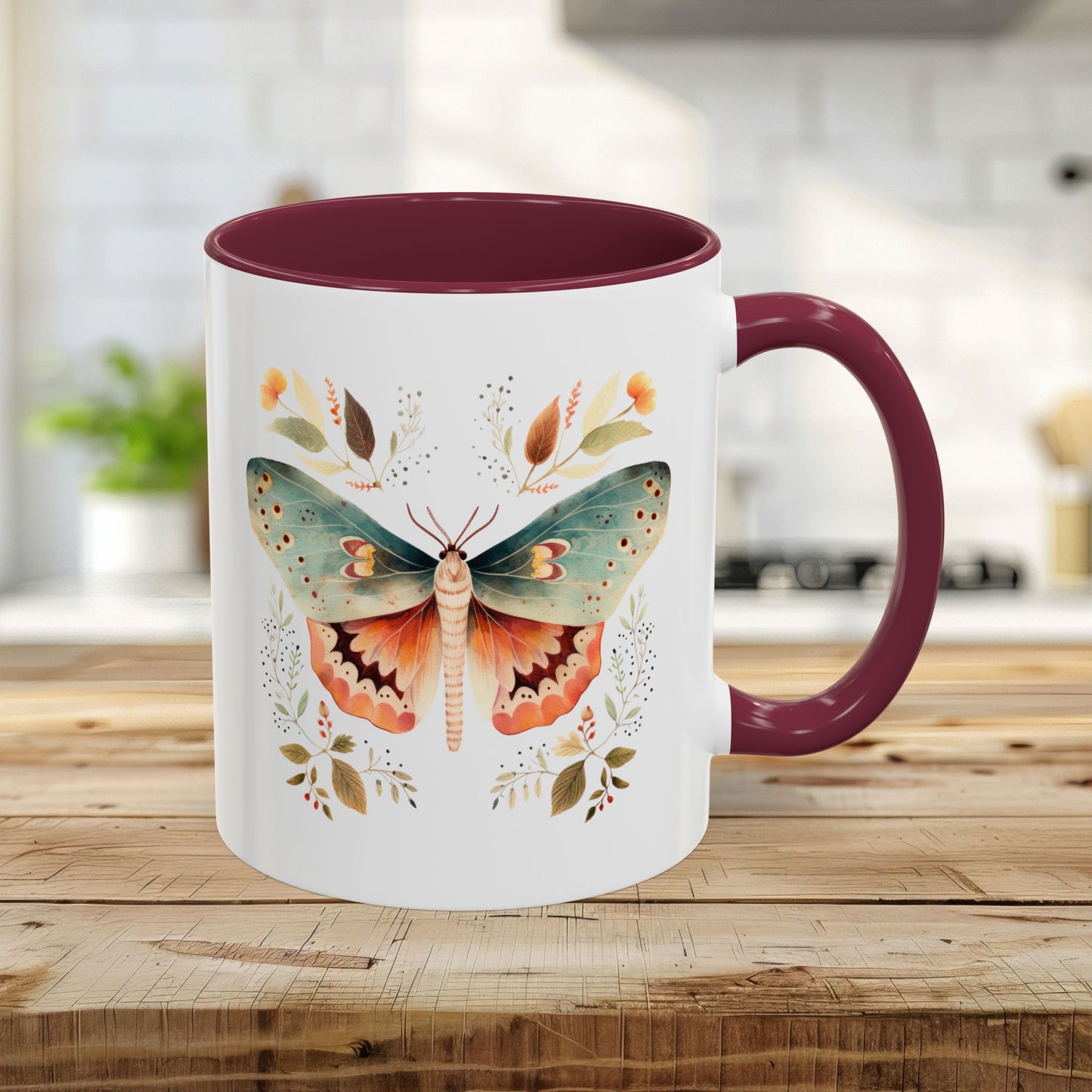 Autumn Vintage Floral Moth Mug (11/15oz)