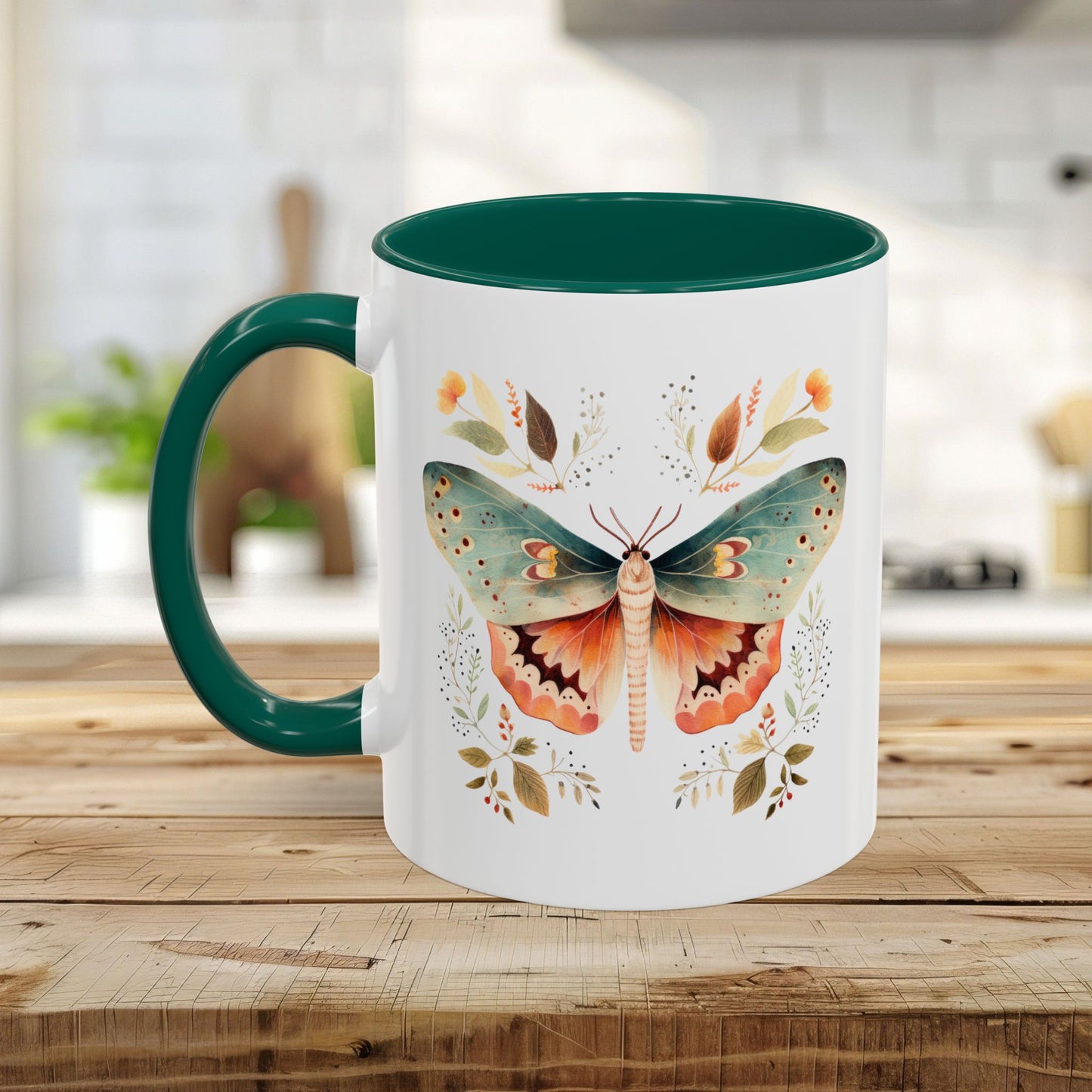 Autumn Vintage Floral Moth Mug (11/15oz)
