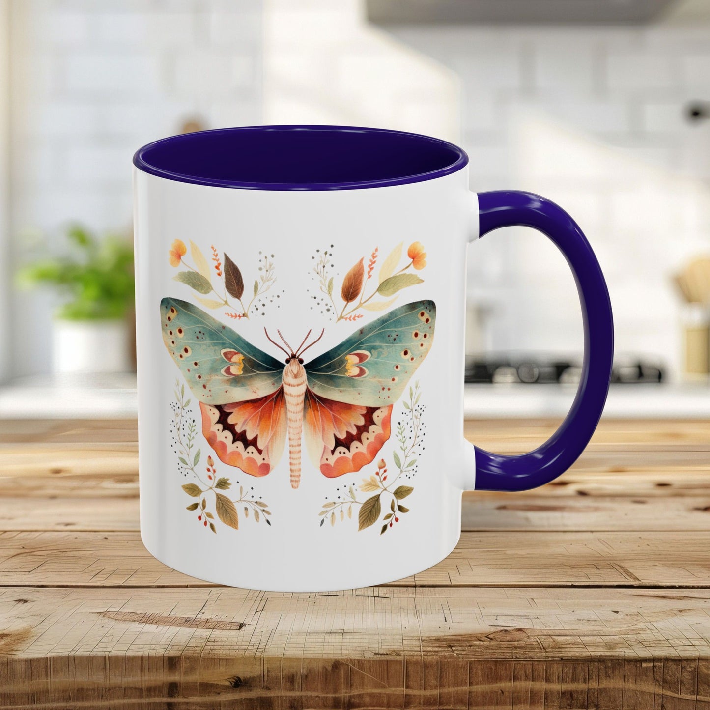 Autumn Vintage Floral Moth Mug (11/15oz)