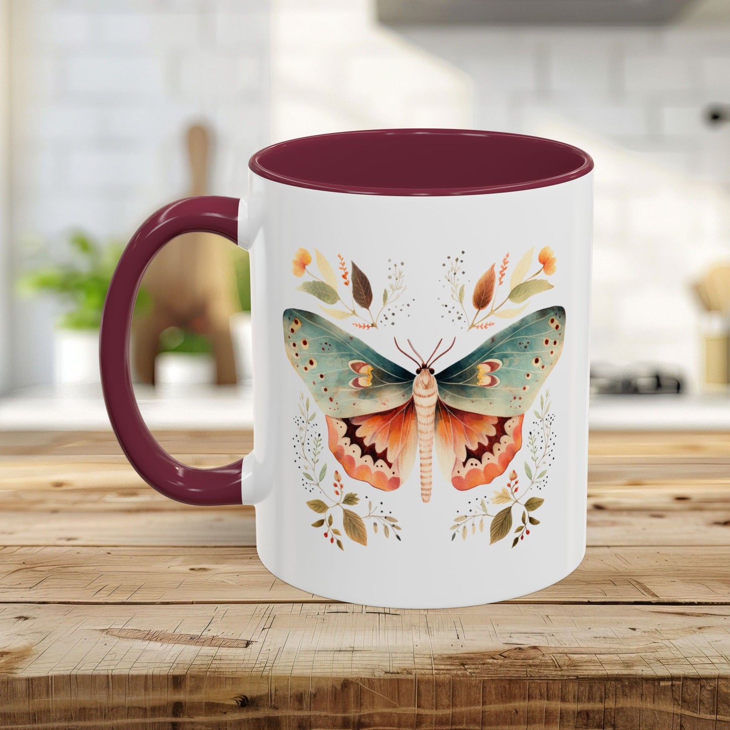 Autumn Vintage Floral Moth Mug (11/15oz)